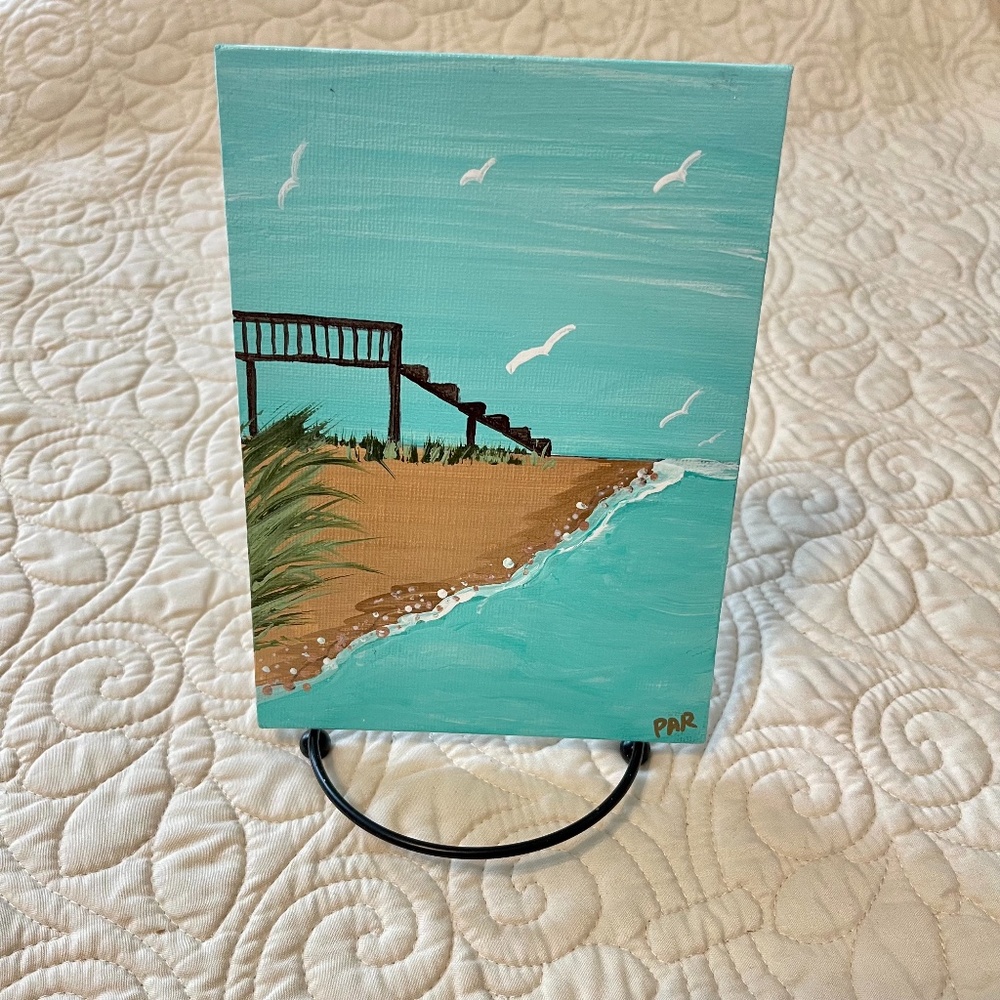 "Take Me To The Beach", Caribbean Blue, 5x7 Acrylic Painting